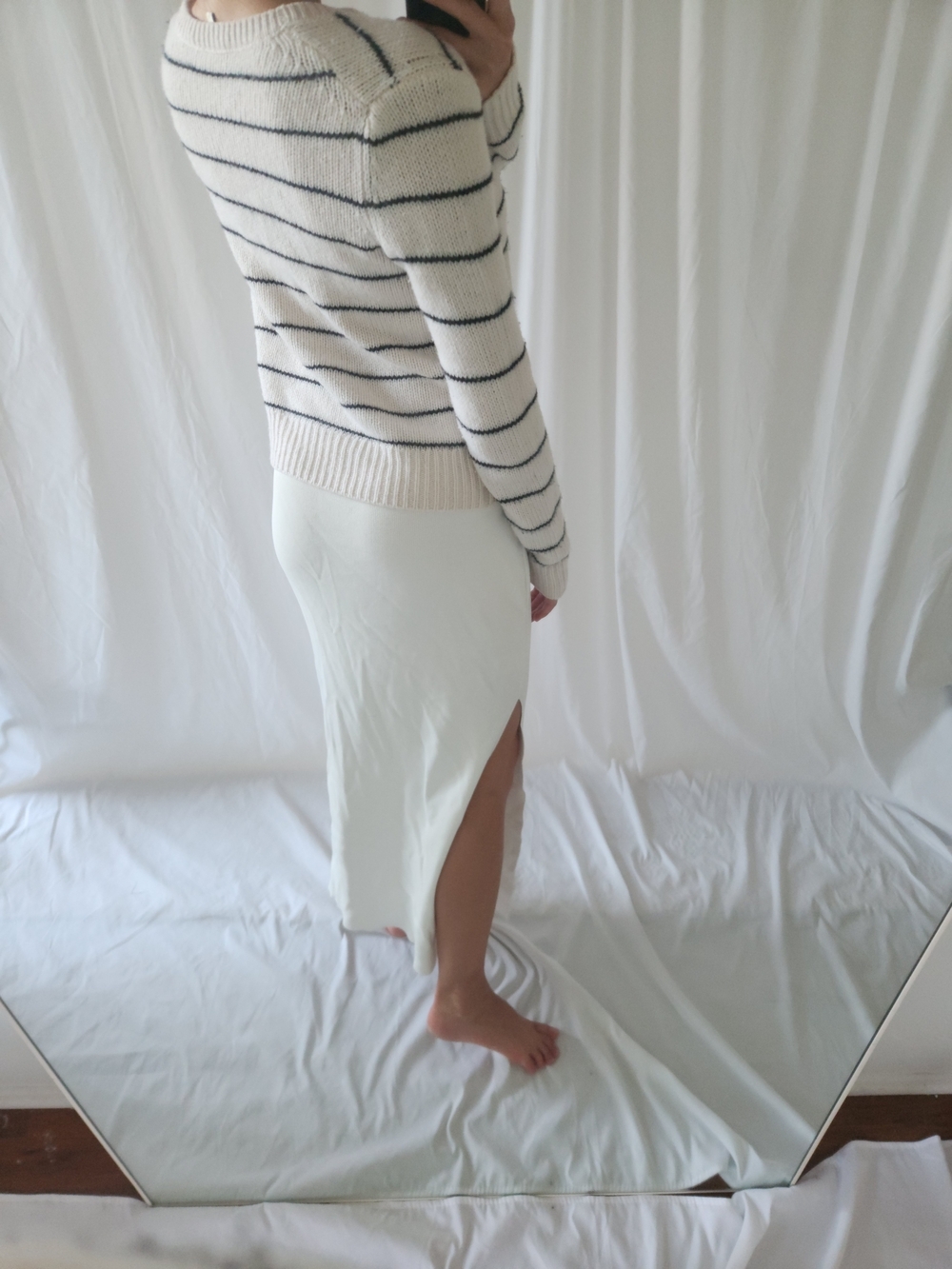 Vince Cream Crewneck Sweater with Black Stripes - Picture 4 of 10